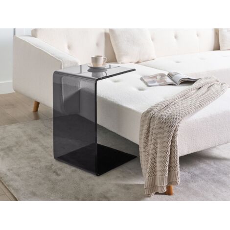 Table d'appoint LOURDES Verre de sécurité Noir