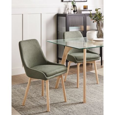 2 Chaises Salle à Manger Bois Hévéa Dossier Rembourré Coussin Doux