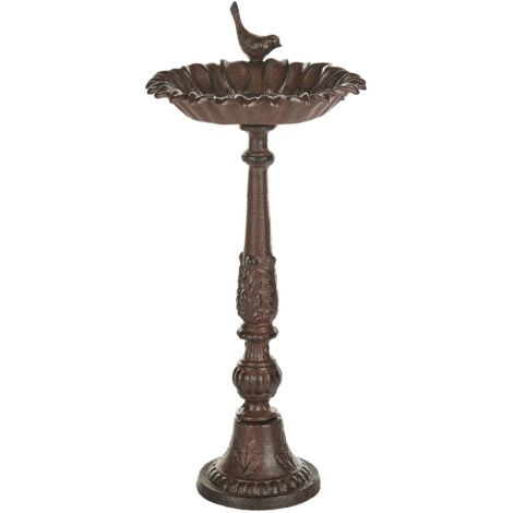 Bain d'Oiseaux Extérieur Mangeoire Design Antique Vintage en Fer Marron Blackbird