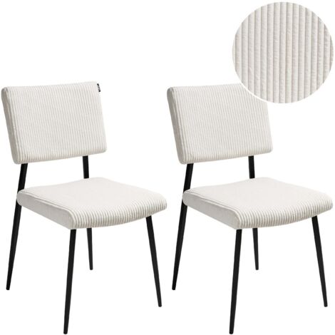 Lot De 2 Chaises De Salle à Manger Luxe En Velours Blanc Pieds Dorés | Maisons Du Monde