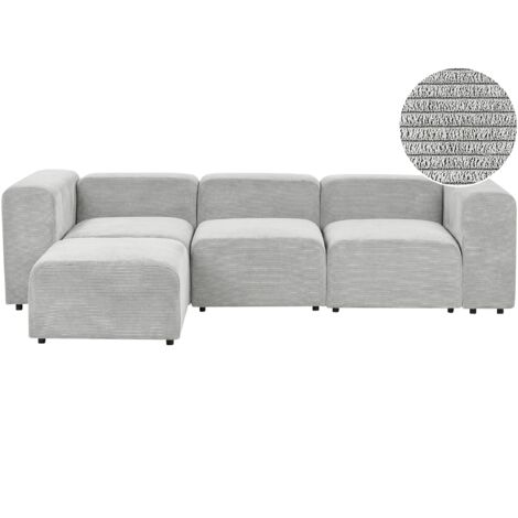 Pouf Ottoman Rectangulaire En Velours Côtelé Rembourré Gris Foncé - Accessoire Mukki 50x50x30 Cm