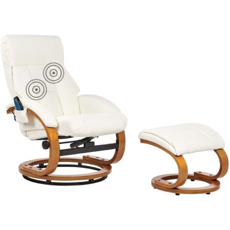 Fauteuil Relax Massant Et Chauffant Pivotant Avec Repose-pieds En Cuir PU - Beliani - NEUF à Assembler