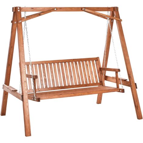 Balancelle de Jardin Rustique en Bois de Mélèze Marron Ficarella