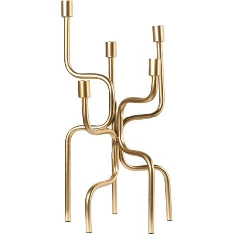 Bougeoir pour 5 Bougies Minimaliste en Métal Accessoire Décoratif Doré ...