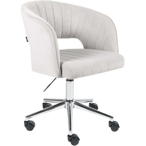 Chaise de Bureau Moderne Pivotante et Réglable en Hauteur en Velours Gris Clair Katonah (1/5)