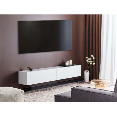 Meuble TV Moderne Noir, Design Élégant avec Étagères Réglables, MDF et Panneau de Particules