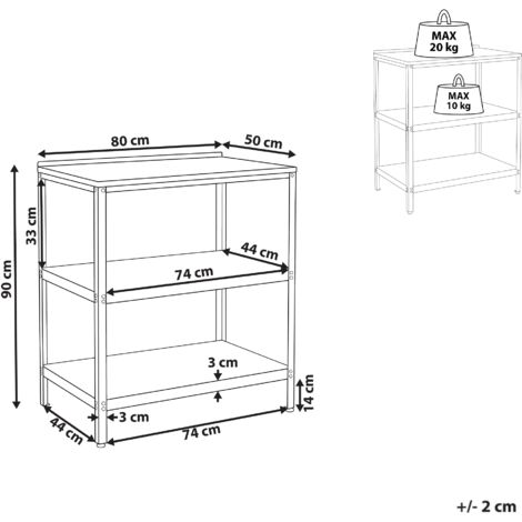 Îlot De Cuisine Extérieur En Acacia – 80x50x83 Cm, 2 étagères, Plateau En Acier
