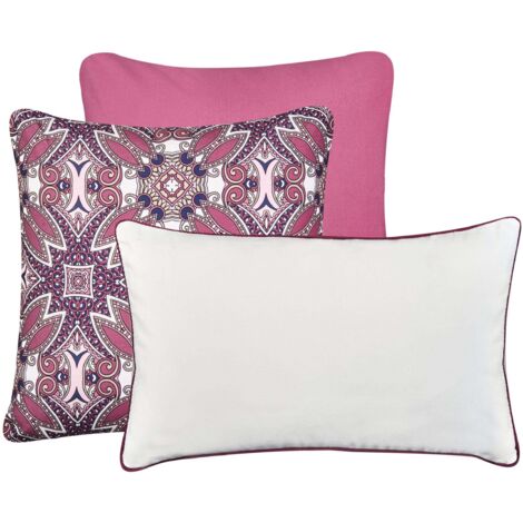 Lot de 3 coussins en velours feis Couleur rose Woood | La Redoute Lot de 3 coussins en velours feis Couleur rose Woood | La Redoute