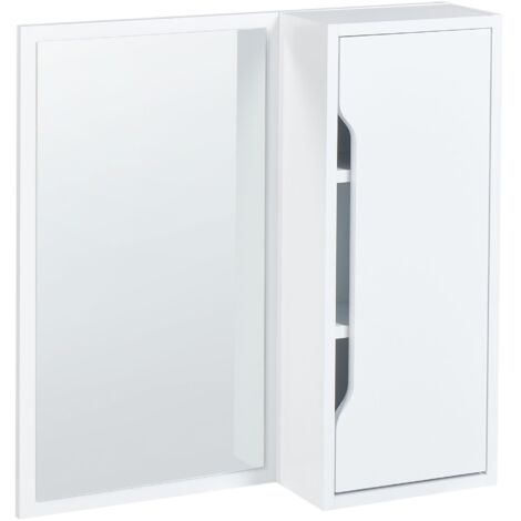Armoire de Toilette avec Miroir Scandinave en MDP 60 x 60 cm Meuble de Rangement Salle de Bain Blanc Palmas (1/5)