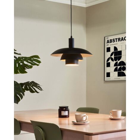 Suspension Hofstein 4 Branches Bois Noir : Lampe Vintage Pour Salon