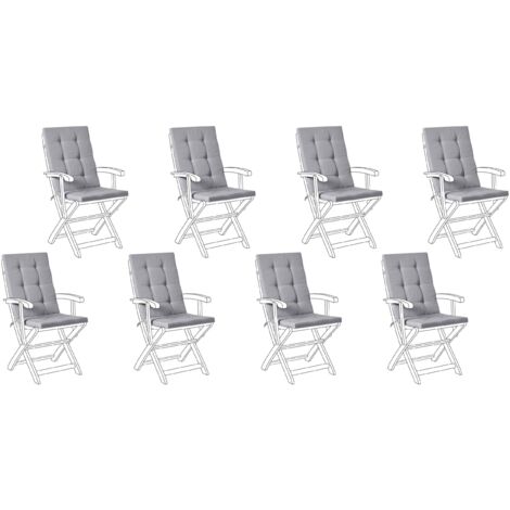 Lot de 8 Coussins d'Assise et de Dossier pour Chaises d'Extérieur avec Attaches Polyester Gris Clair Maui (1/5)