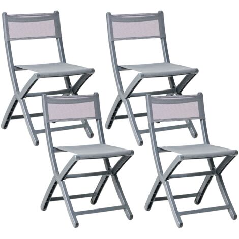 Lot de 4 Chaises en Plastique de Salle à Manger Intérieur Extérieur Sans Accoudoirs Pliantes Gris Foncé Talca (1/5)