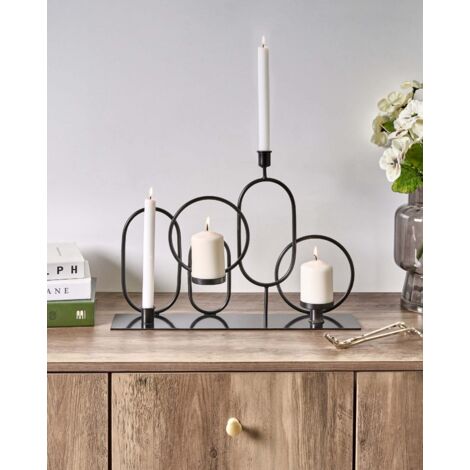 Couronne De L'Avent Longue En Métal Noir – Support 4 Bougies, 43 Cm – Décoration De Table Moderne Pour Noël - 7