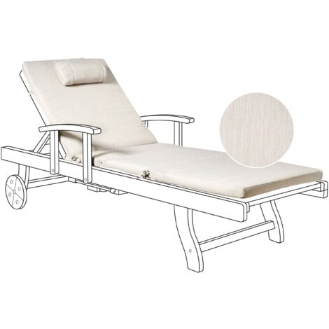 Coussin pour Chaise Longue d'Extérieur en Lin Polyester Beige Clair Toscana/Java/Amantea (1/5)