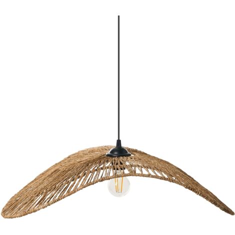 Lampe De Table Bohème Pacific Lifestyle Sorbus - Naturelle Et Blanc - Abat-jour Jute - Bois De Coco