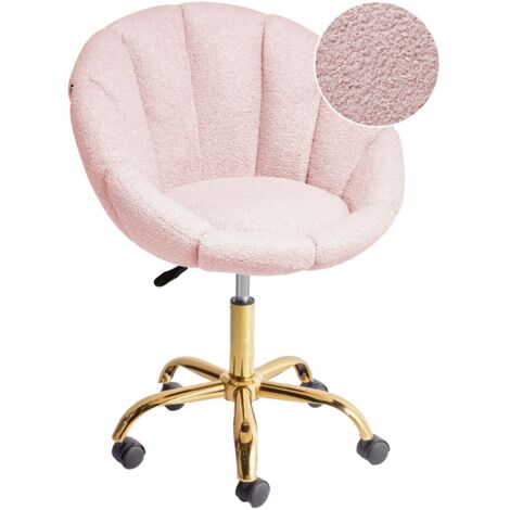 Chaise De Bureau Moderne Pivotante En Tissu Chenille - Hauteur Réglable, Dossier Ergonomique - Couleur Beige, Dimensions 61x56 Cm