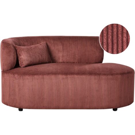Chaise Longue à Gauche en Velours Côtelé avec Coussin d'Appoint Rouge Vanvey (1/5)