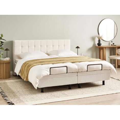 Lit électrique Beliani DUKE – 80x200cm, Tissu Gris Clair, Télécommande, Neuf