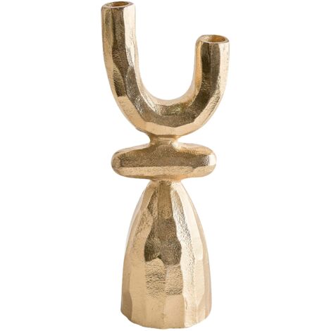 Bougeoir 33 cm Accessoire de Maison Design Moderne Aluminium Doré Kradenik
