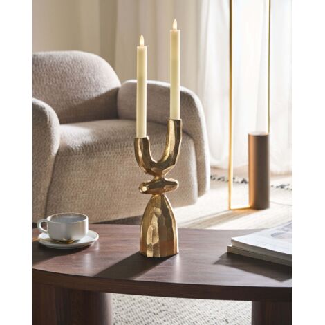 Bougeoir 33 cm Accessoire de Maison Design Moderne Aluminium Doré Kradenik