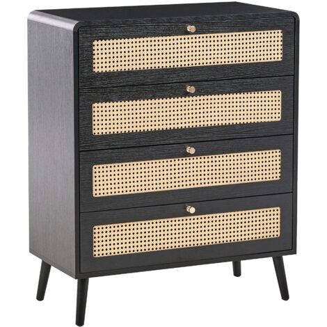 IDMARKET Commode 6 tiroirs EDHEN 115 cm bois et cannage