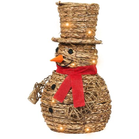 Décoration LED en Forme de Bonhomme de Neige en Fer et Rotin 50 Ampoules Naturelle Olafsvik (1/5)