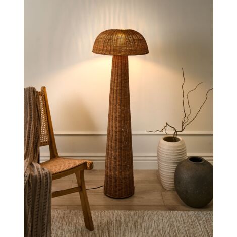 Lampadaire Halogène Vintage - Pied En Bois Marron - Bon état