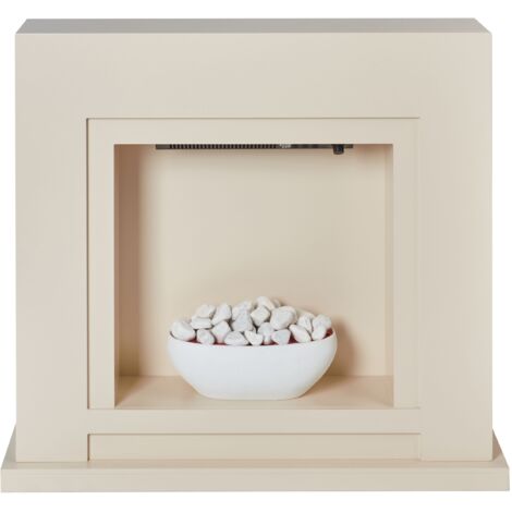 Cheminée Electrique avec LED Effet Flammes Galets Beige Sahara