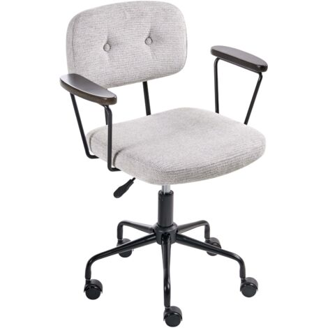 Fauteuil De Bureau Rétro Velours Taupe – Pivotant 360°, Hauteur Réglable, Design Élégant Et Confortable Pour Bureau Ou Salon
