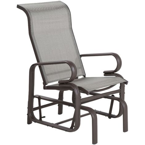 Chaise Longue De Jardin à Bascule, Textile Gris Et Acier Argenté - Confortable, Design Moderne, Supporte 100 Kg