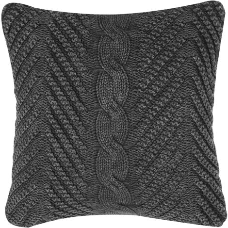 Coussin Décoratif Gris Foncé 45 x 45 cm Motifs en Tricot pour Style Scandinave, Vintage ou Boho Beliani (1/5)