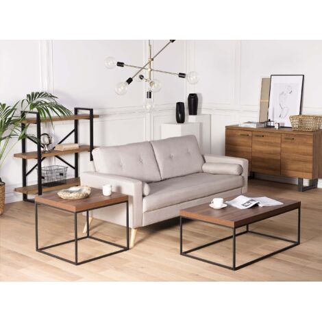 Table Basse Salon Moderne Noir Et Chêne – MDF 65x65x40 Cm – Déjà Assemblée – Livraison Rapide