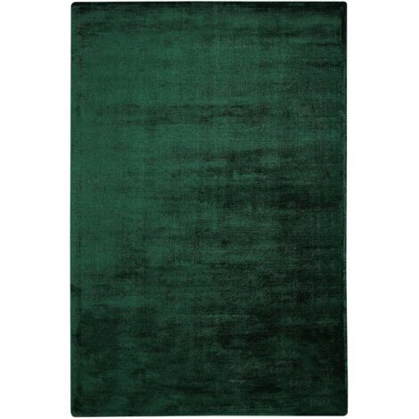 Beliani – Tapis shaggy rectangulaire en viscose 140 x 200 cm – Tissé à la main – Vert foncé – Doux et résistant pour salon et bureau