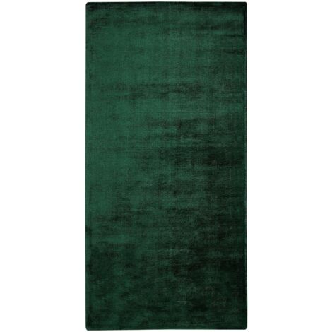 Tapis de Salon et Bureau Moderne en Viscose 80 x 150 cm Vert Foncé Gesi II (1/5)