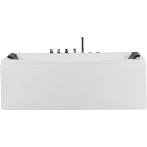 Baignoire Balnéo en Acrylique Blanc avec Fonction Hydromassage 2 Appui-Têtes et Éclairage LED intégré pour SPA à Domicile Beliani