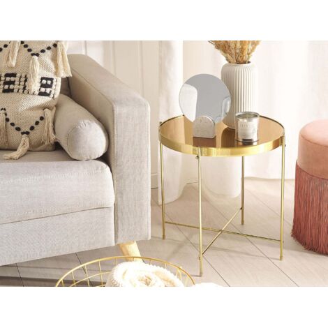 Table D’appoint Ronde Avec Plateau Verre Trempé – 45 X 42 Cm – Acier Noir – Pour Salon, Chambre, Bureau – Marque En.casa - 9
