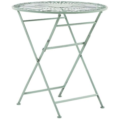 Beliani – Table de jardin ronde pliante en métal vert 70 cm – 2 places – Plateau décoratif ajouré – Style rétro pour balcon et terrasse (1/5)