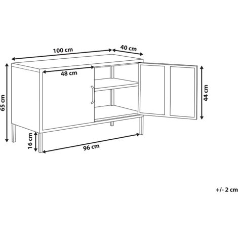 Buffet Industriel Moderne En Acier Rouge - 2 Portes, 2 étagères, Dimensions 100x65x40 Cm, Design Durable