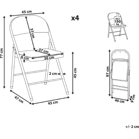 Set De 8 Chaises Pliantes Jardin – Blanc, Métal & Plastique, Charge 158 Kg | Pour Intérieur/extérieur, Empilables