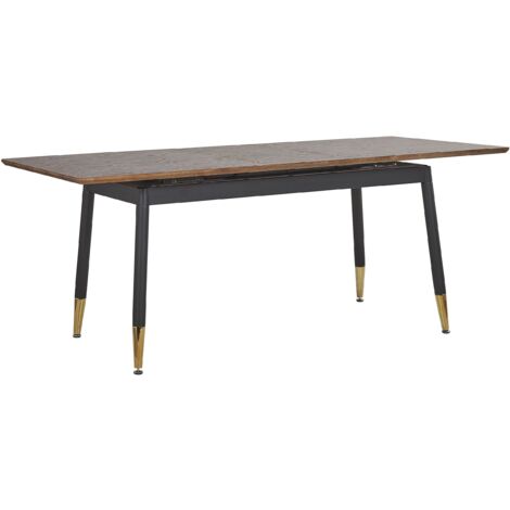Table de Salle à Manger Extensible 160/200 x 90 cm Plateau en MDF Effet Bois Foncé pour Intérieur de Style Loft Moderne Minimaliste Beliani (1/5)