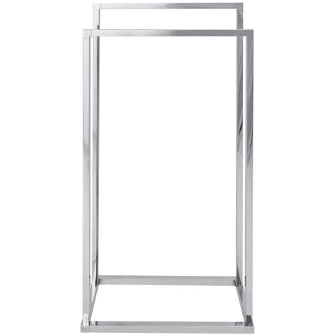 Porte-Serviettes Sur Pied 2 Barres Acier Chromé Beliani – Design Moderne & Élégant – Stable Pour Salle De Bain Contemporaine