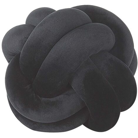 Coussin Décoratif Noeud Noir en Forme de Balle en Velours pour Canapé ou Lit Décoration Moderne Beliani (1/5)