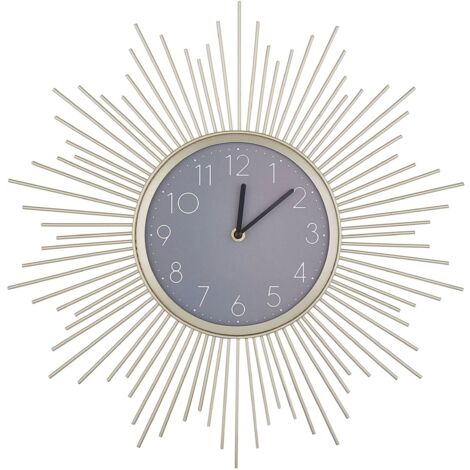 Horloge au Style Industriel en Acier Doré et en Forme de Soleil Décoratif et Moderne pour Salon ou Salle à Manger ou Cuisine Beliani (1/5)