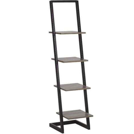 Beliani – Bibliothèque échelle 4 étagères – Bois d'ingénierie noir et marron – Style moderne et industriel – Dimensions 143x35x33 cm (1/5)