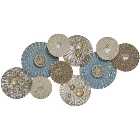 Beliani – Applique murale décorative en métal bleu – Design difforme 3D – Crochets intégrés pour installation flexible – Pour salon ou salle à manger (1/5)