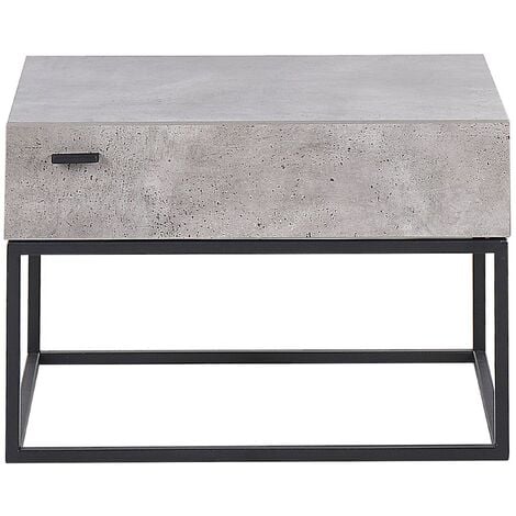 Table d'appoint Twist avec plateau en béton et piètement métal laqué noir  au style industriel