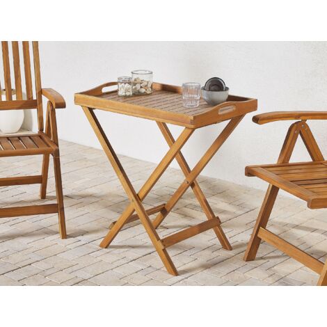 Table D'appoint Pliante Acacia 70x70x73cm - Bois Massif - Pour Jardin, Balcon, Camping - CASARIA