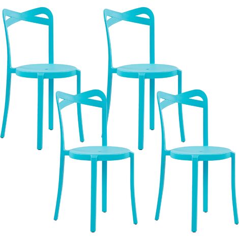 Lot 4 Chaises de Salle à Manger Design Moderne en Synthétique Bleu Astoria