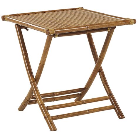 Beliani – Table de jardin pliante carrée 70 x 70 cm – Bambou naturel – 2 places – Rangement facile – Résistante aux intempéries (1/5)