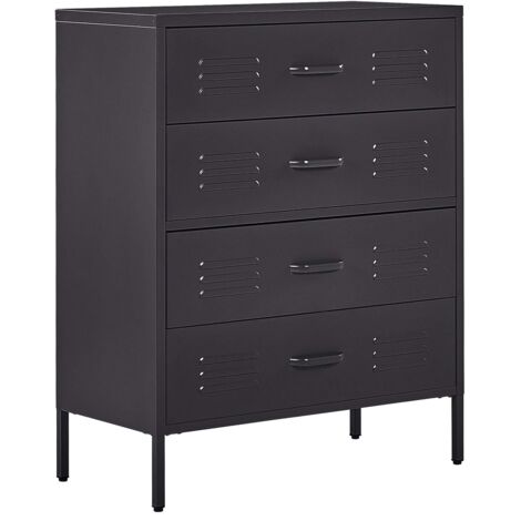 Armoire de Rangement en Acier Noir avec 4 Tiroirs pour ranger les Dossier pour Chambre Bureau ou Couloir Beliani (1/5)